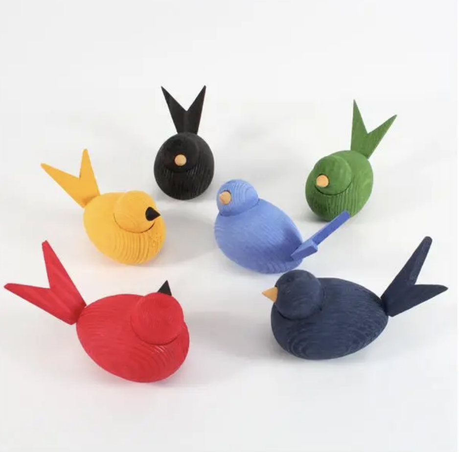 Swedish Wooden Birds-Löv Flowers