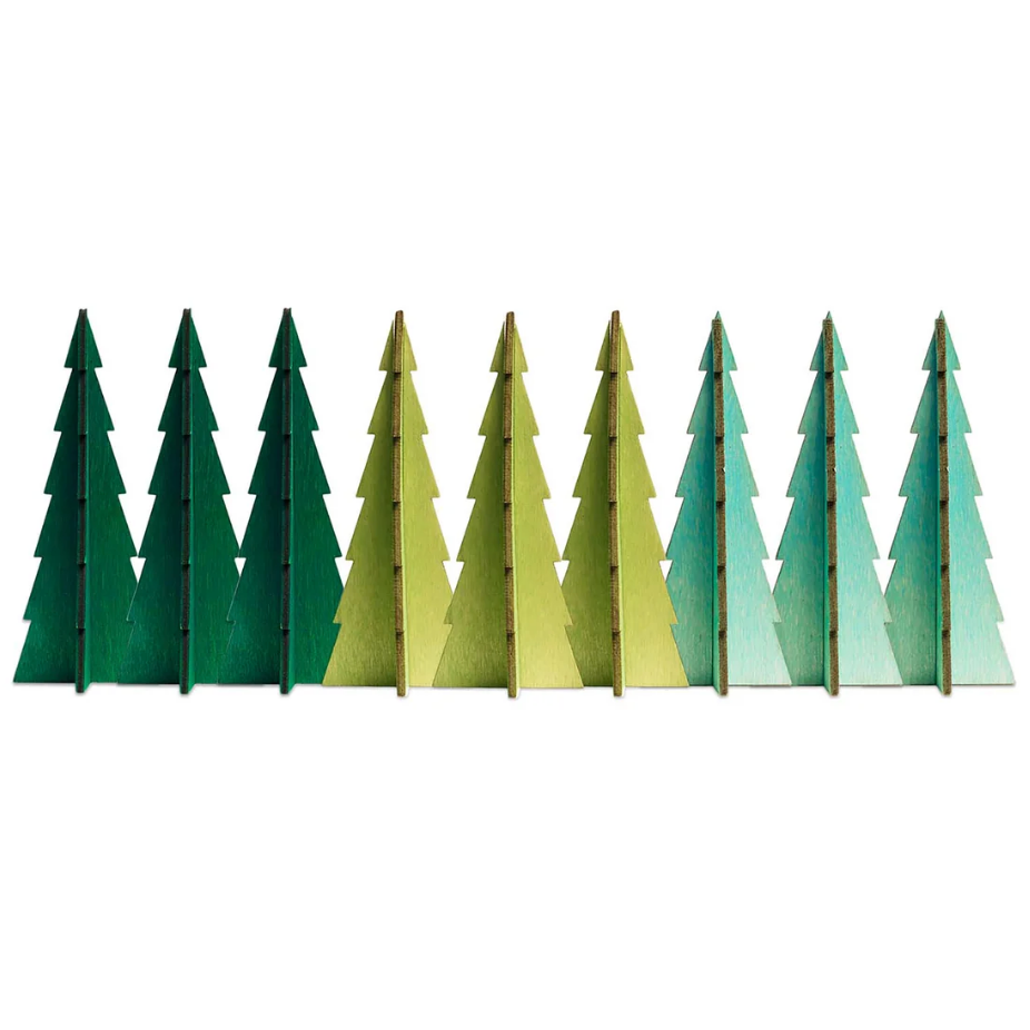 Tannenbaum Trees | (6 inches: Assorted Greens, set of 9)-Löv Flowers