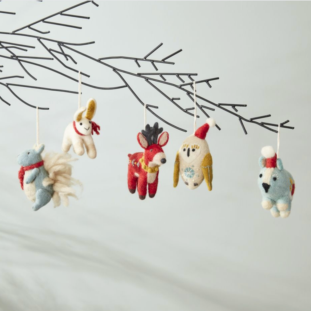 Be Merry Woodland Felt Ornaments-Löv Flowers