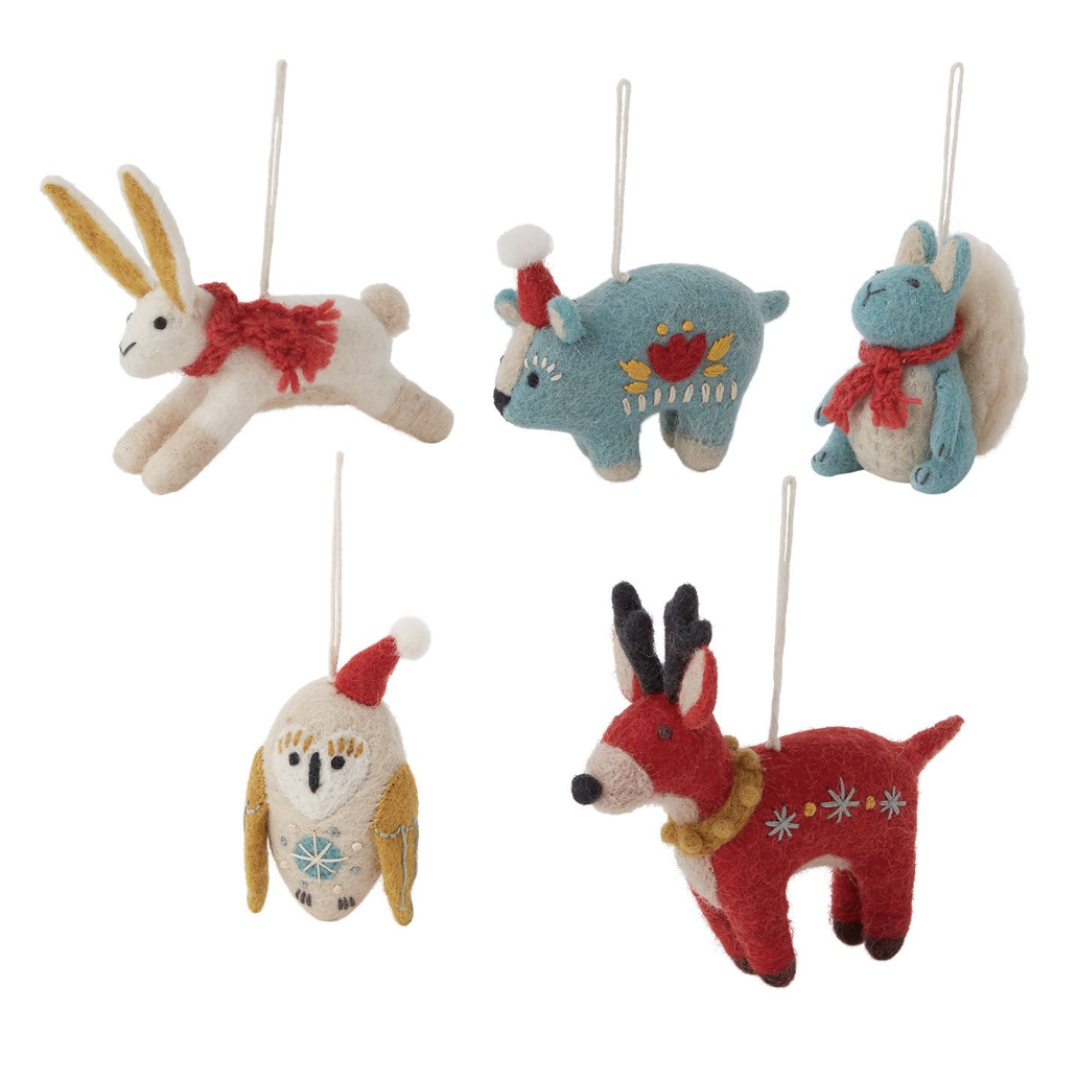 Be Merry Woodland Felt Ornaments-Löv Flowers