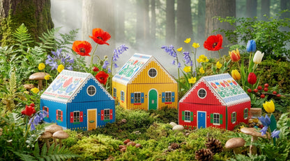 Swedish Dream® Tiny Living Red Matchbox Cottage-Löv Flowers