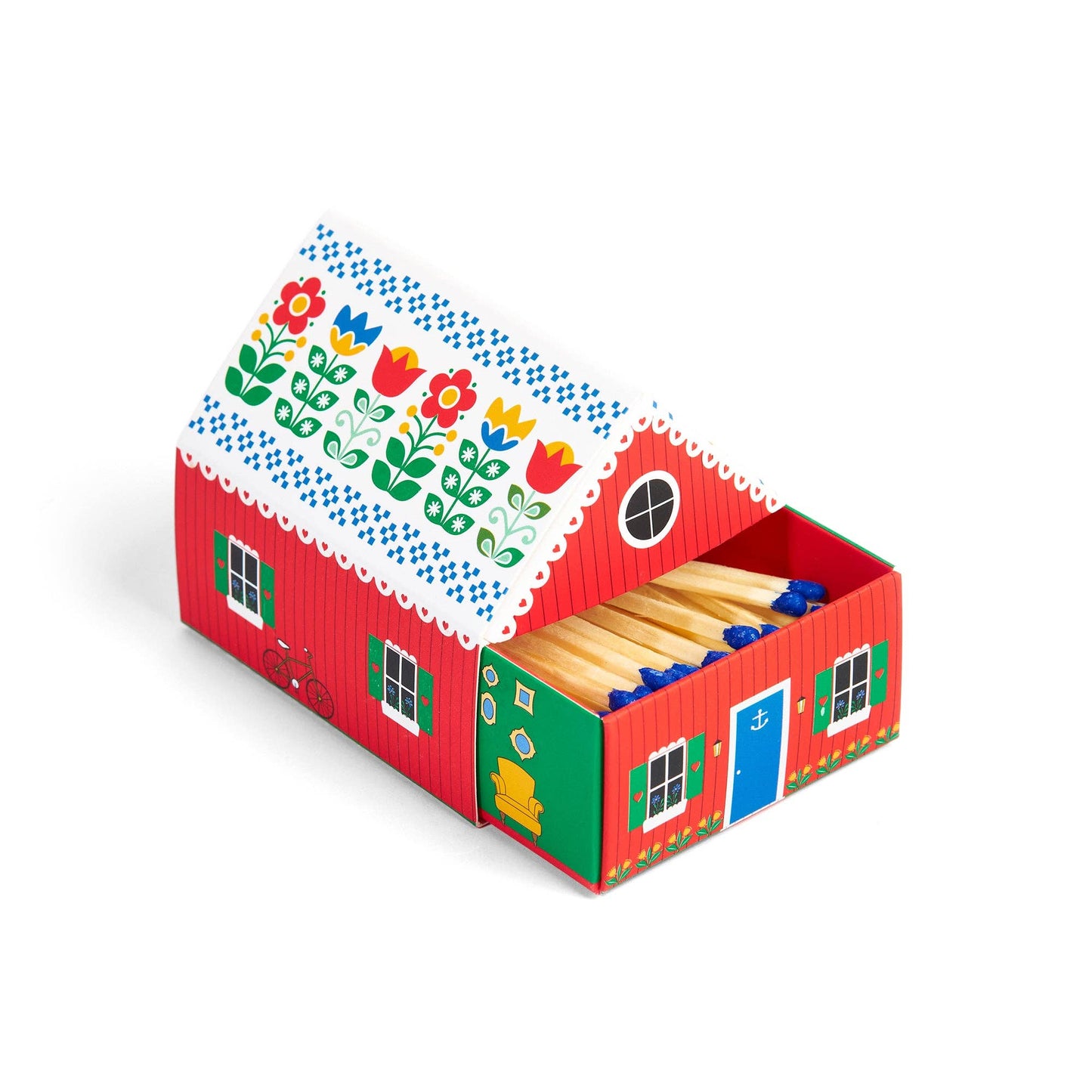 Swedish Dream® Tiny Living Red Matchbox Cottage-Löv Flowers