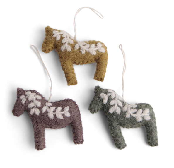 Dala Horse Ornament-Löv Flowers