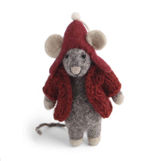 Felted Mice | red cap and sweater-Löv Flowers