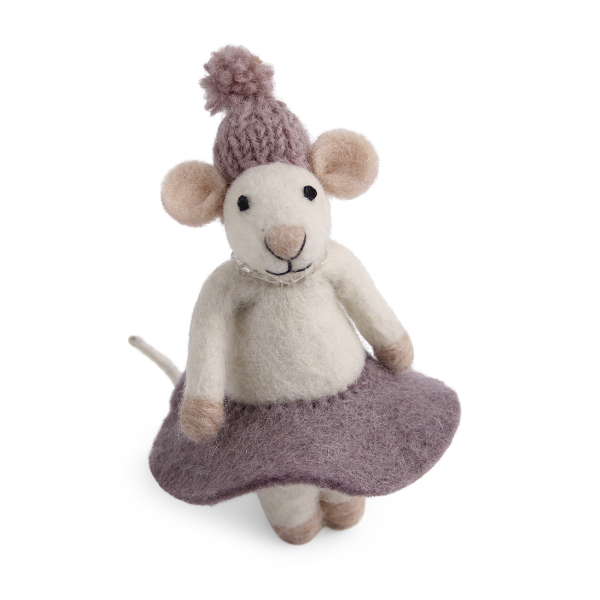 Felted Mice | girl with lavender skirt-Löv Flowers