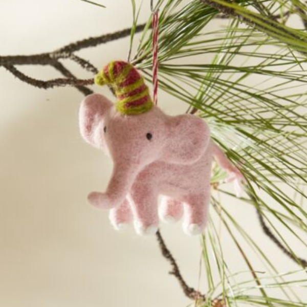 Pink Elephant Ornament-Löv Flowers