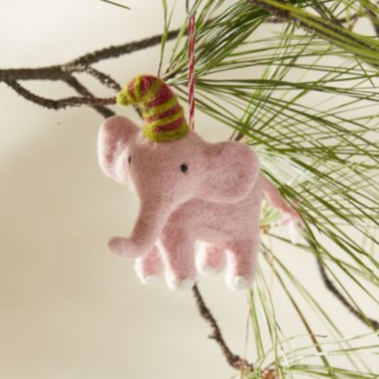 Pink Elephant Ornament-Löv Flowers