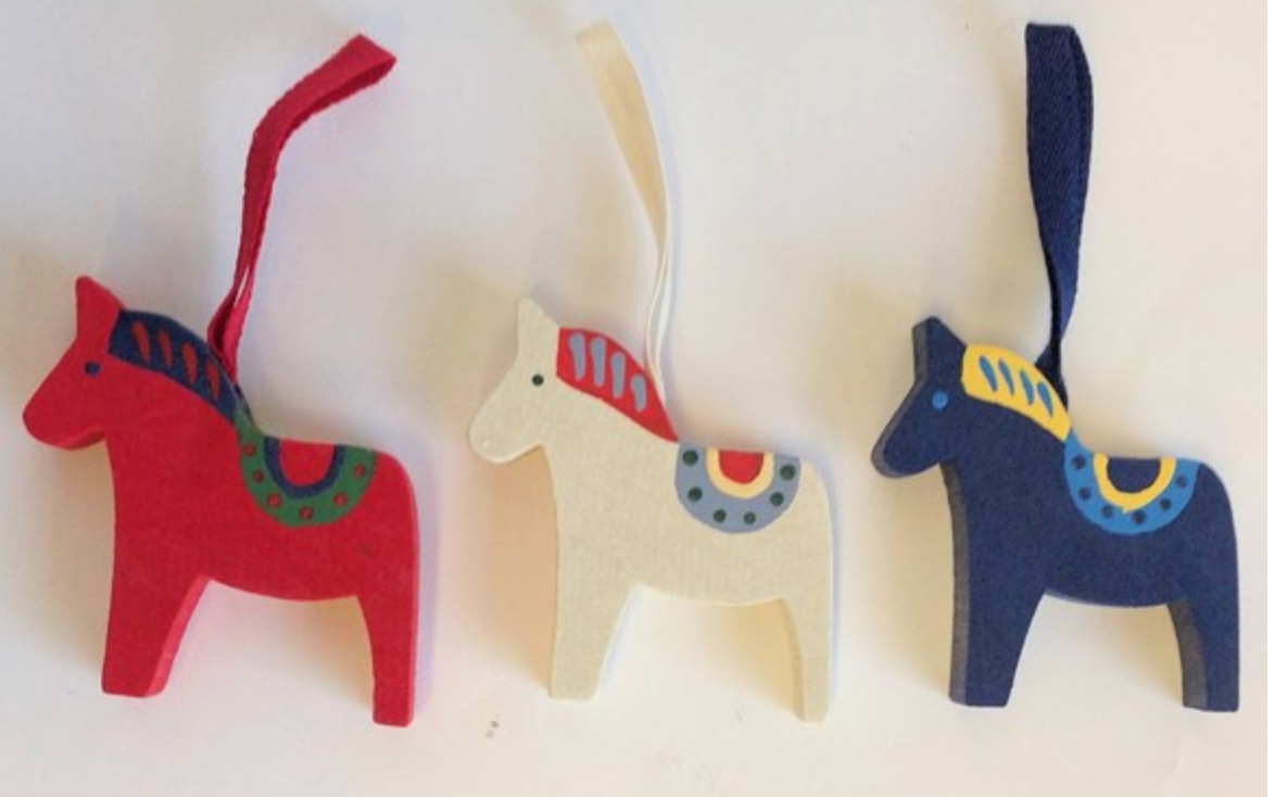 Wood ornaments | Dala Horse-Löv Flowers