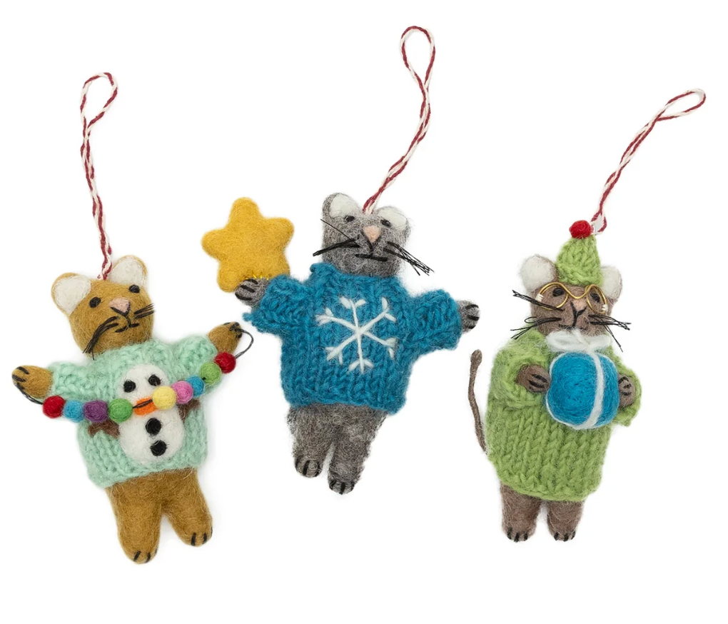 Christmas Cat Ornaments-Löv Flowers