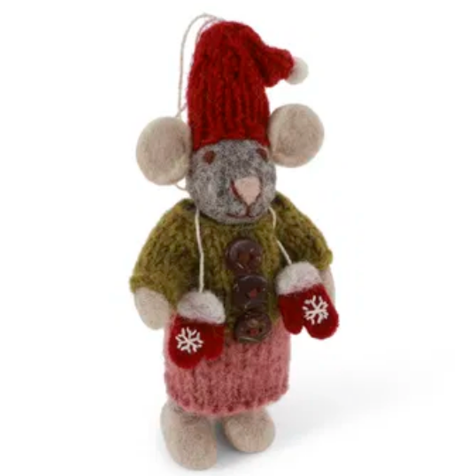 Felted Mice Ornaments-Löv Flowers