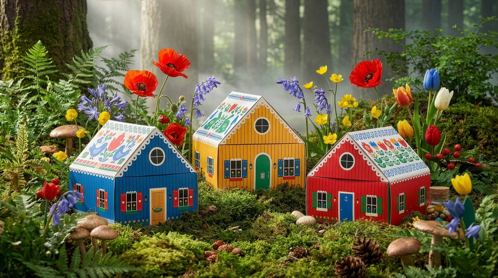 Swedish Dream® Tiny Living Blue Matchbox Cottage-Löv Flowers