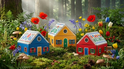 Swedish Dream® Tiny Living Blue Matchbox Cottage-Löv Flowers